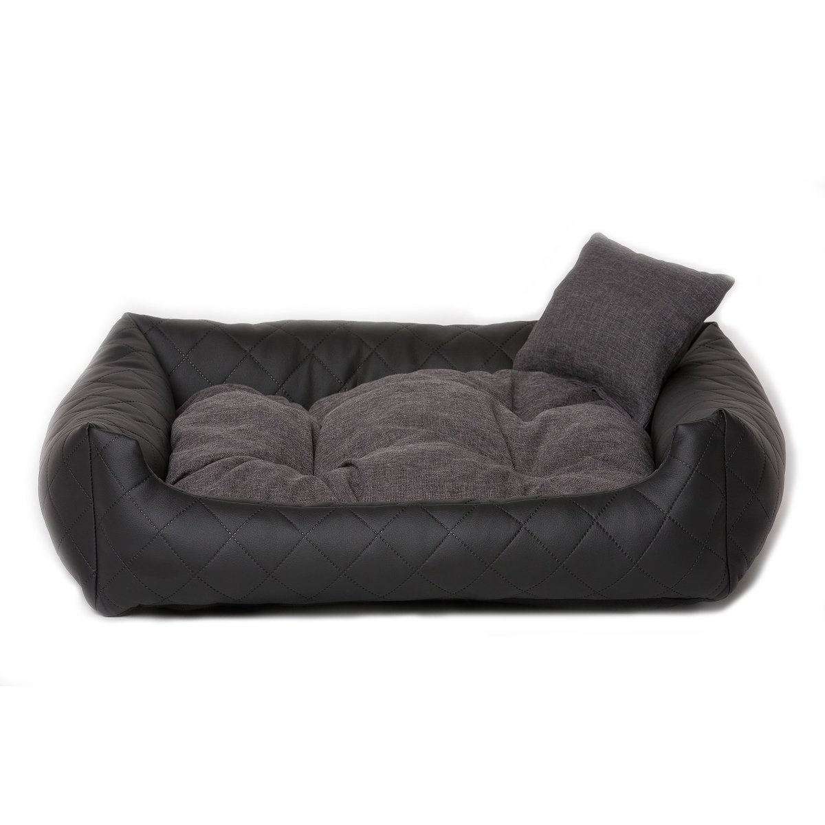MH Hundebett Aus Kunstleder, Waschbar – Größe XL Ca. 90x75 Cm, Weiß, Mit Kissen
