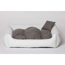 Hundebett Hundekissen Hundesofa Katzenbett  Hundekorb Gestepptes Kunst Leder weiß Gr. XXL - 110/90