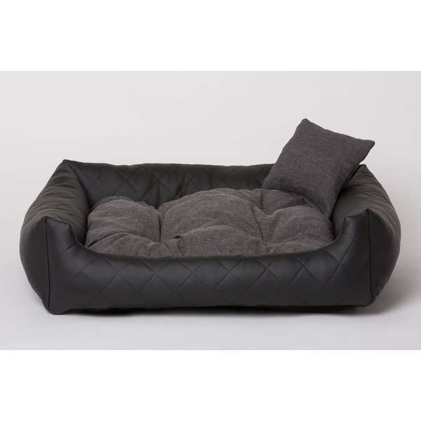 Hundebett Hundekissen Hundesofa Katzenbett  Hundekorb Gestepptes Kunst Leder schwarz Gr. XL - 90/75