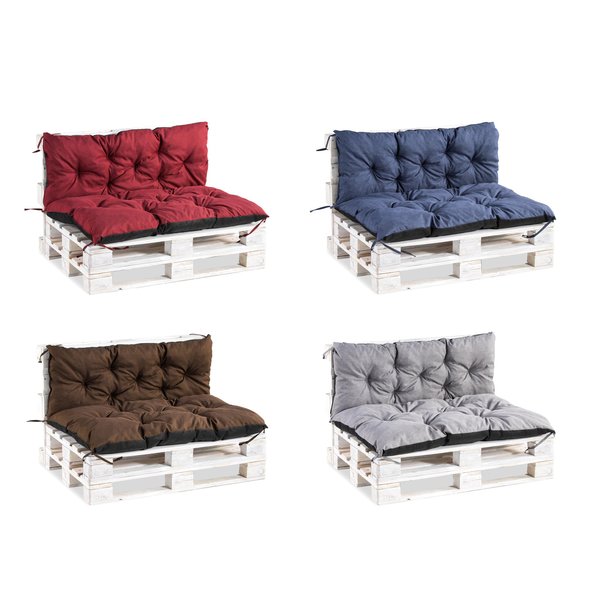 Set Aus 4 Palettenkissen – Wasserdicht, UV-beständig, Maße 120x80 Cm & Mehr, Aus Baumwolle & Polyurethanschaum
