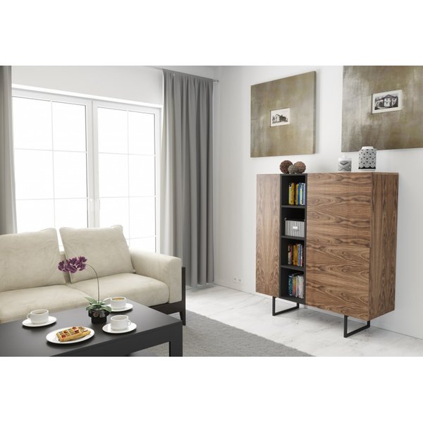 Kommode Sideboard Highboard Anrichte Wohnzimmer Schrank Holz ABATO-120-O Walnuss