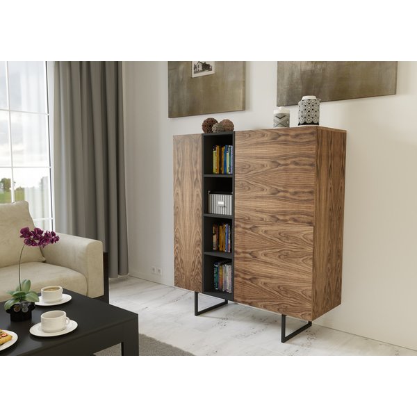 Kommode Sideboard Highboard Anrichte Wohnzimmer Schrank Holz ABATO-120-O Walnuss