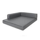 Eck Hundebett Rogo Hundekorb Kunstleder Hundesofa Hundekissen Katzenbett Gestepptes Grau S (60x80x10 cm)