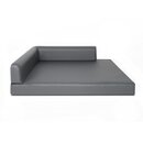 Eck Hundebett Rogo Hundekorb Kunstleder Hundesofa Hundekissen Katzenbett Gestepptes Grau S (60x80x10 cm)