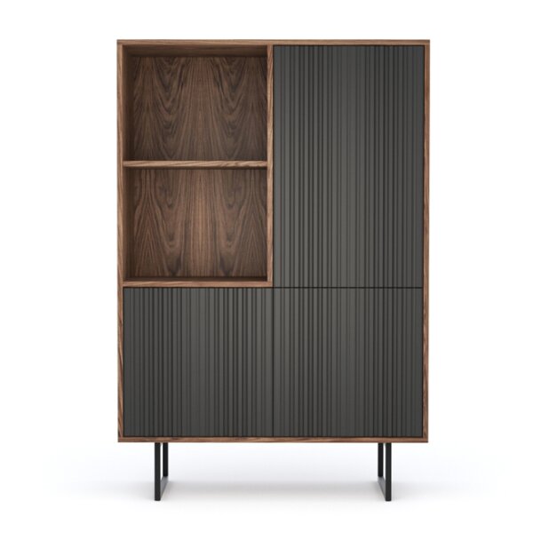 Kommode Sideboard Highboard ABATO 124 Lines Walnuss Graphit