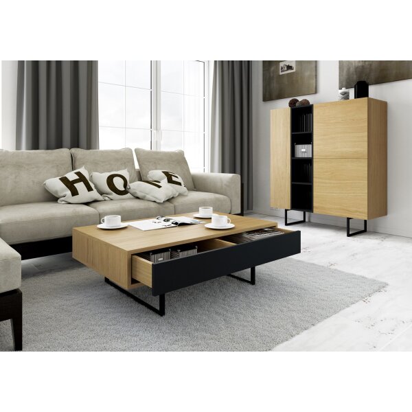 Couchtisch Schublade Wohnzimmertisch Kaffeetisch Sofatisch Tisch ABATO Eiche