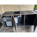 Mobile Outdoorküche Außenküche Gartenküche Waschbecken Kühlschrank 180x90x60 cm