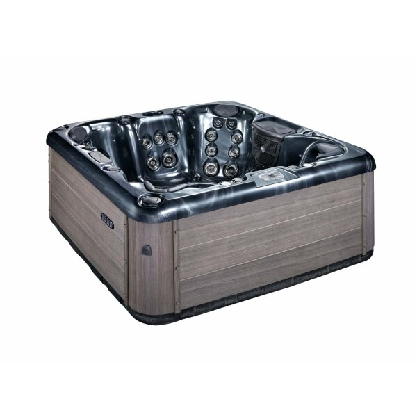 Garten-Whirlpool, ganzjährig nutzbare Badewanne mit Hydromassage für 6 Personen, 210x210 cm Dunkelgrau