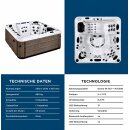 Garten-Whirlpool, ganzjährig nutzbare Badewanne mit Hydromassage für 6 Personen, 210x210 cm Dunkelgrau
