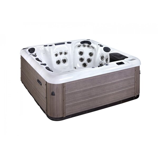 Garten-Whirlpool, ganzjährig nutzbare Badewanne mit Hydromassage für 6 Personen, 210x210 cm Weiß